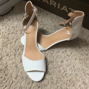 White heeled sandals